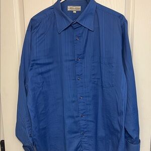 Eighty Eight cuffed  Deep Blue Men's Dress Shirt  szL Double button collar